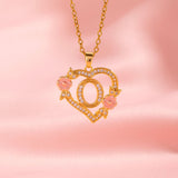 Collier initiale charme floral | Or