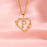 Collier initiale charme floral | Or