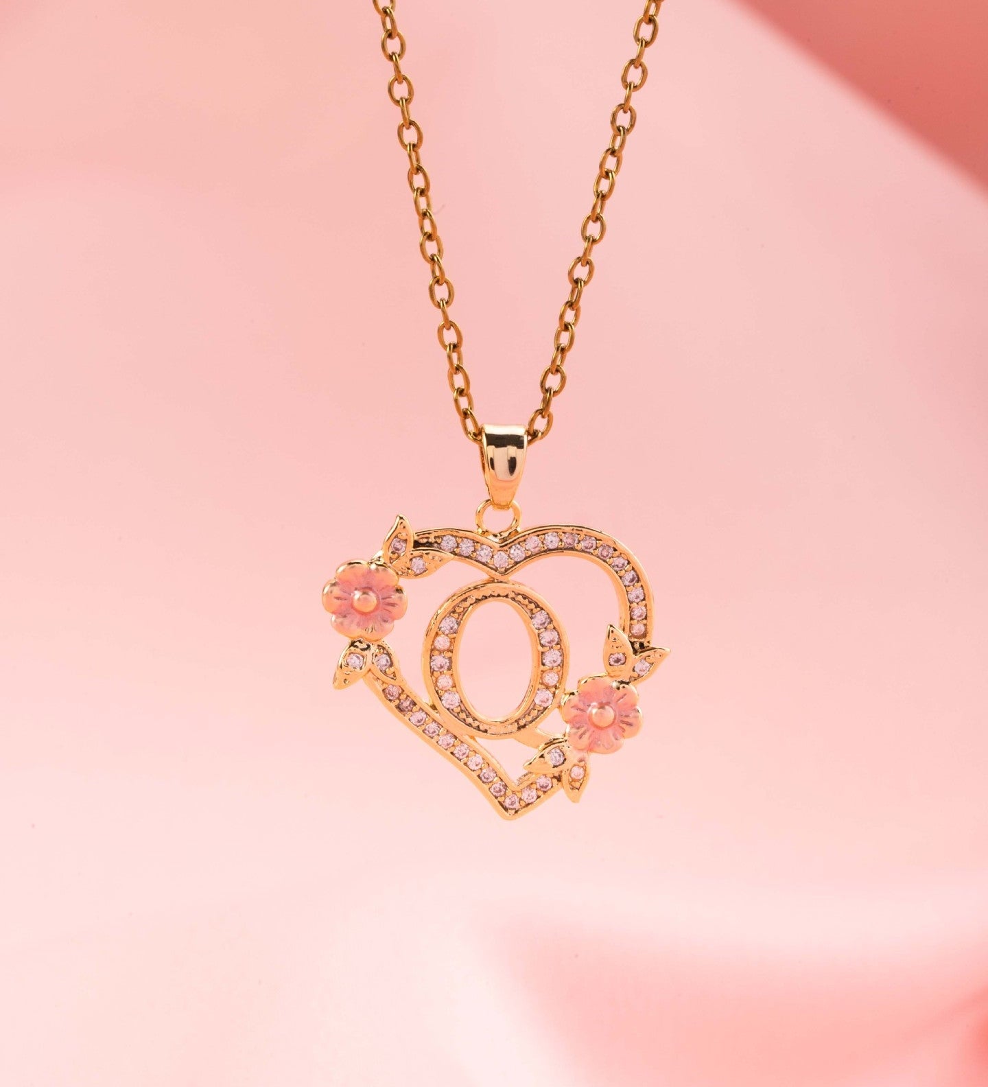 Collier initiale charme floral | Or