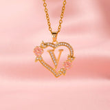 Collier initiale charme floral | Or