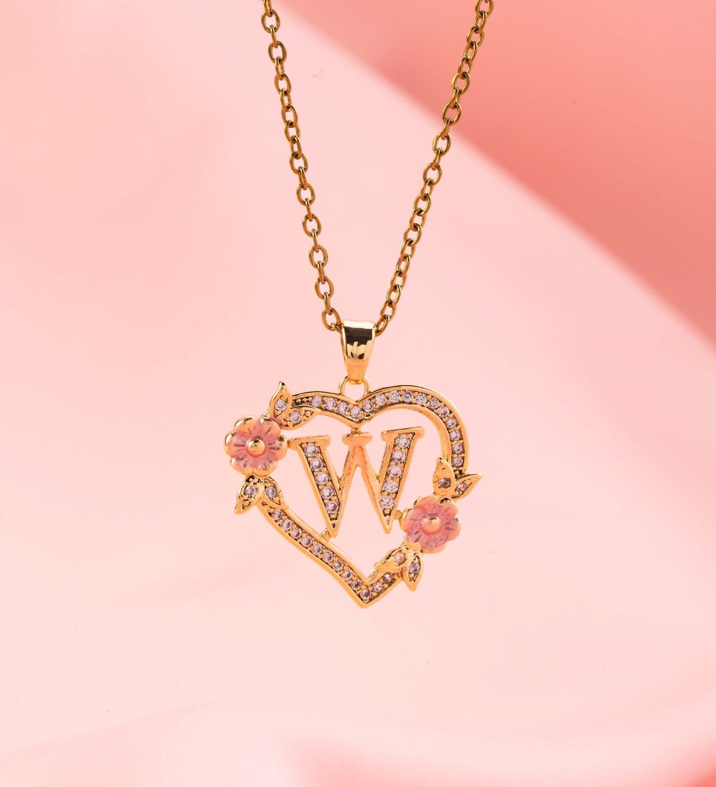 Collier initiale charme floral | Or