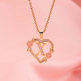 Collier initiale charme floral | Or