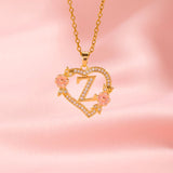 Collier initiale charme floral | Or