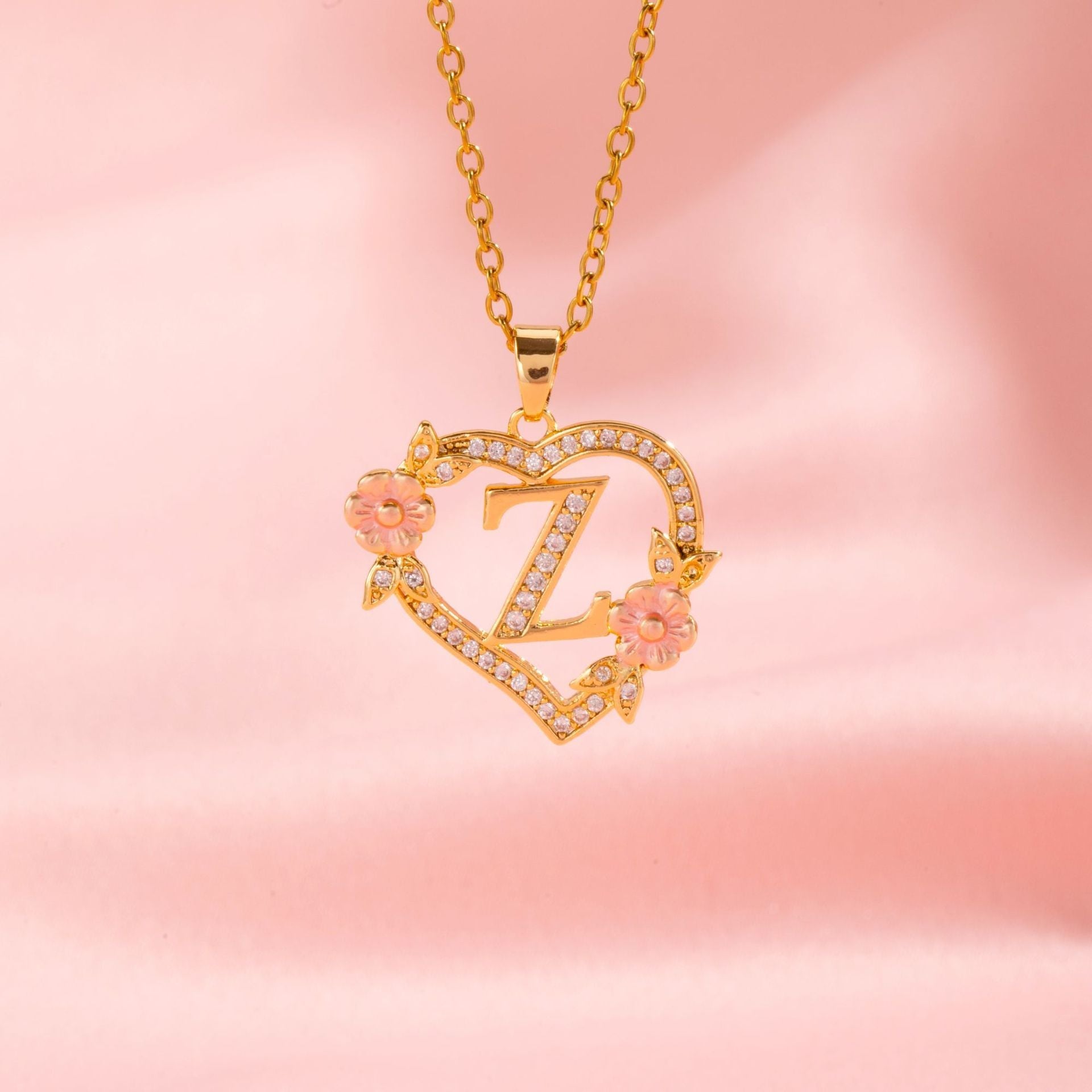 Collier initiale charme floral | Or
