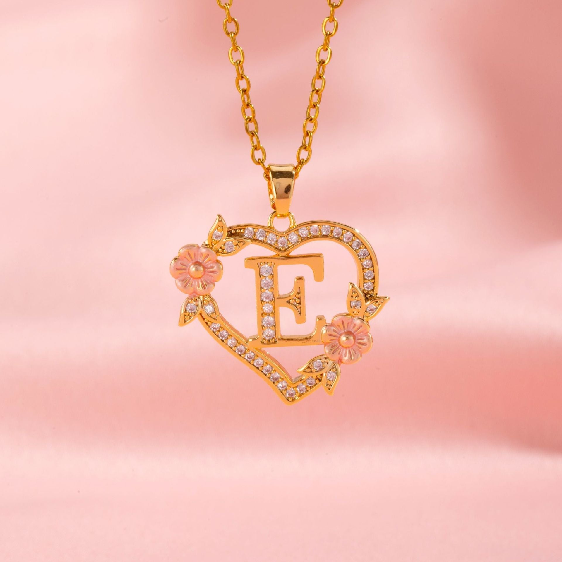 Collier initiale charme floral | Or