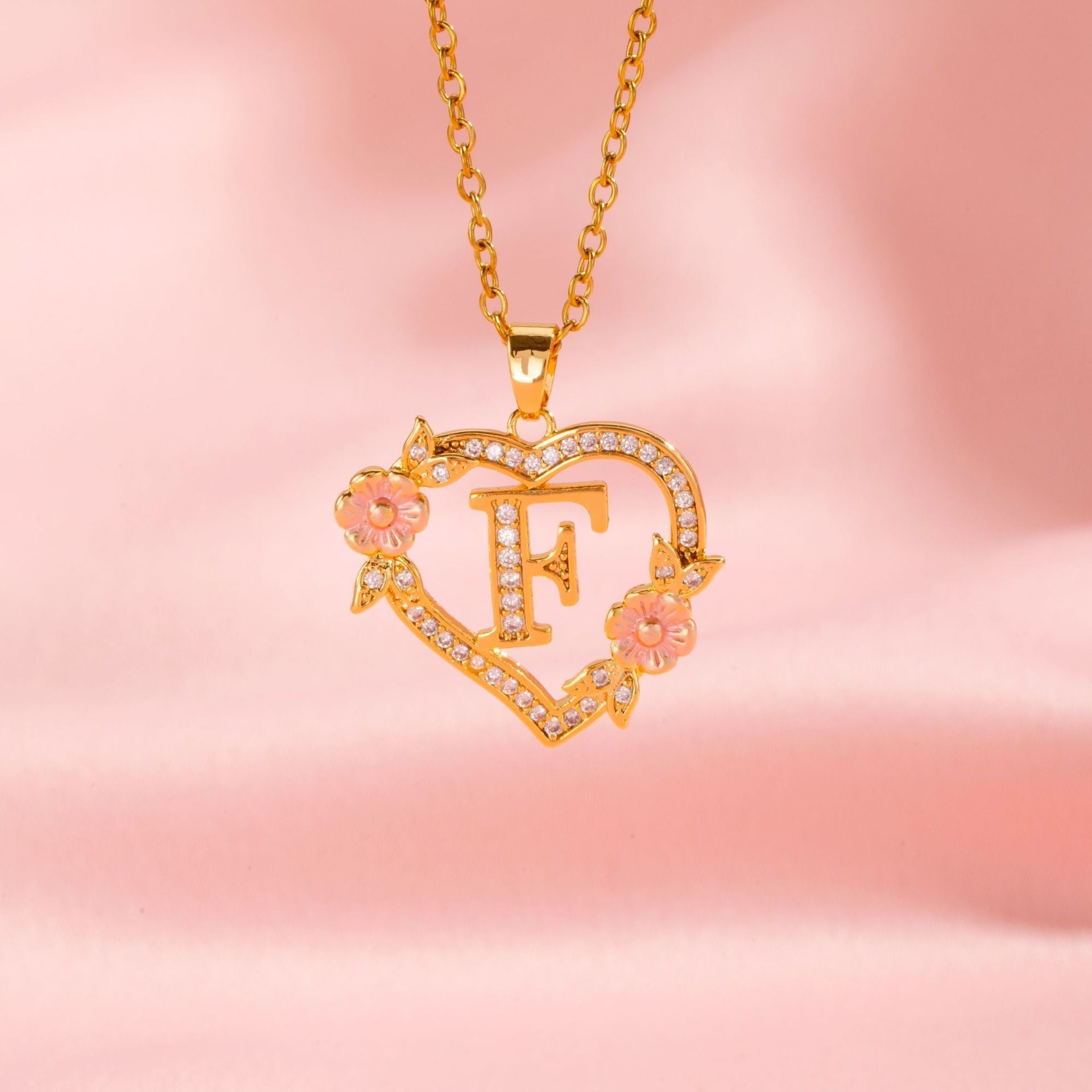 Collier initiale charme floral | Or