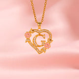 Collier initiale charme floral | Or