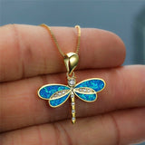 Collier libellule avec opale | Or