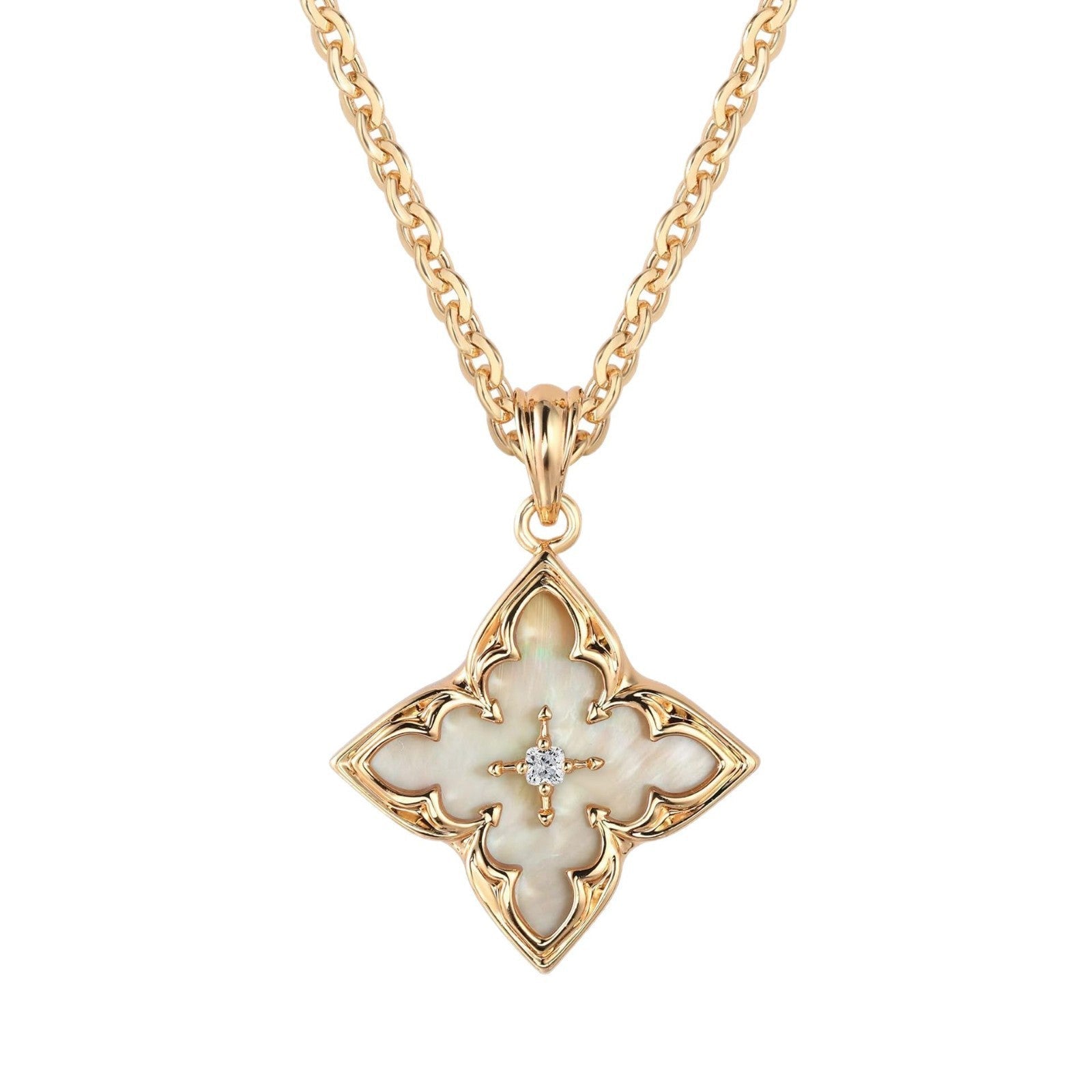 Collier pendentif trèfle bleu | Or