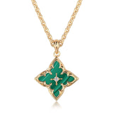 Collier pendentif trèfle bleu | Or