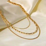 Collier à trois couches en acier inoxydable | Or