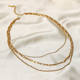 Collier à trois couches en acier inoxydable | Or