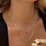 Collier à trois couches en acier inoxydable | Or