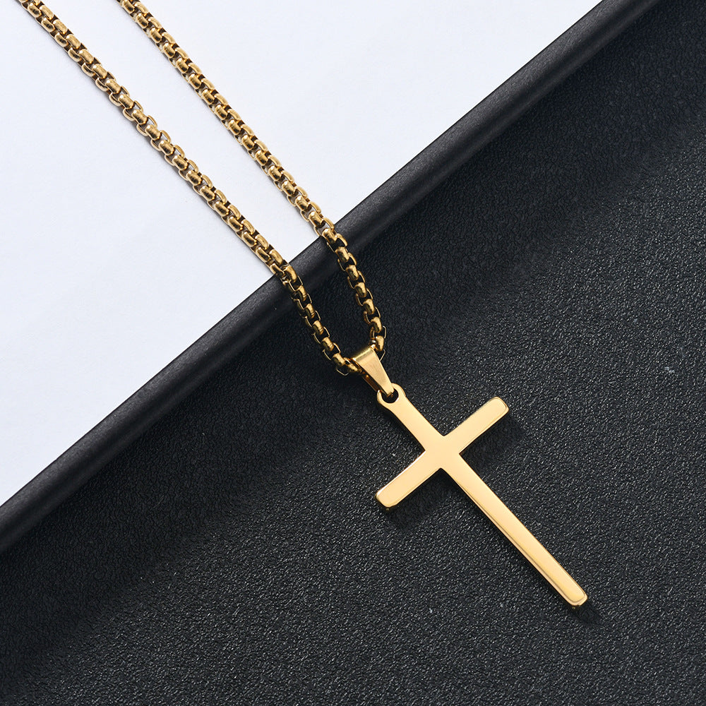 Collier avec croix « Foi Élevée » | Or blanc
