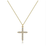 Collier avec croix et couronne en diamants | Or