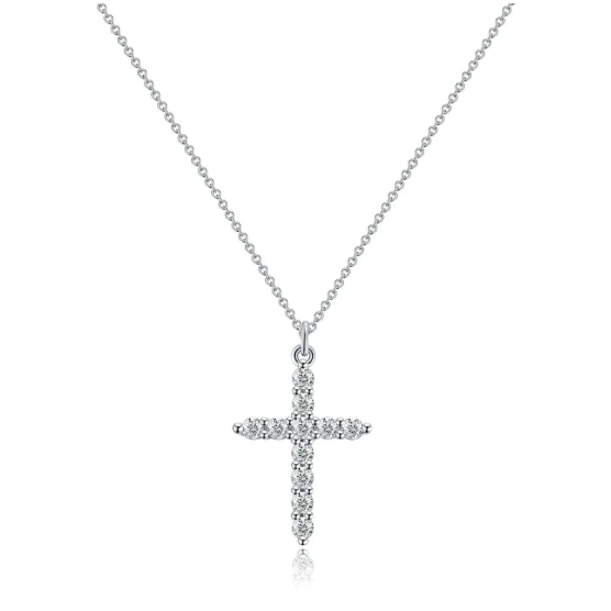 Collier avec croix et couronne en diamants | Or