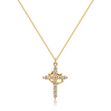 Collier avec croix et couronne en diamants | Or