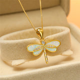 Collier avec libellule et opale | Or