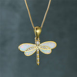 Collier avec libellule et opale | Or