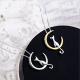 Collier avec lune suspendue et chat | Or