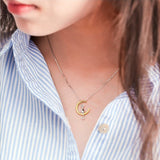 Collier avec lune suspendue et chat | Or