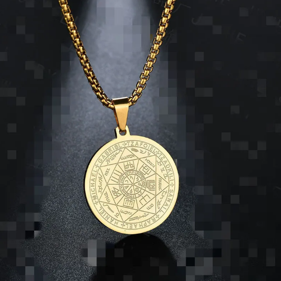 Collier avec médaille Triton ange Six étoiles | Or