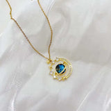 Collier avec médaillon planétaire, constellations et étoile | Or
