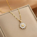 Collier avec tournesol en cristal | Or