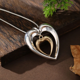 Collier avec un cœur suspendu en deux tons | Or bicolore