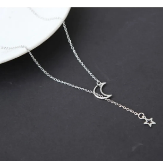 Collier court lune étoile | Or