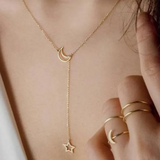 Collier court lune étoile | Or