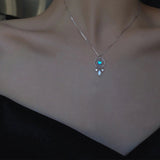 Collier de lune en cristal Pêcheur de rêves | Or blanc