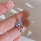 Collier de lune en cristal Pêcheur de rêves | Or blanc