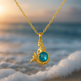 Collier de sirène avec cristal bleu | Or