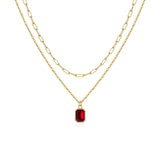 Collier en rubis superposé avec Trombone | Or