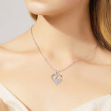 Collier avec patte et cœur à brillants | Or blanc