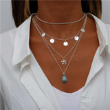 Collier avec pierres bleues | Or blanc