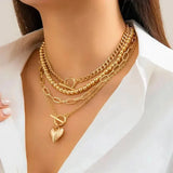 Collier en couches en forme de cœur | Or