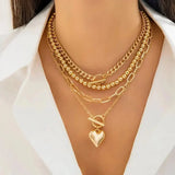 Collier en couches en forme de cœur | Or