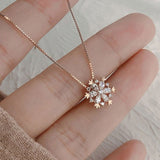 Collier en cristal avec neige brillante | Or rose