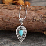 Collier en goutte d'eau turquoise Arlisse | Or blanc