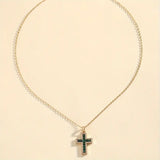 Collier avec croix en émeraude | Or