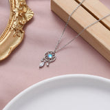 Collier en pierre de lune - Attrape-rêves | Or blanc