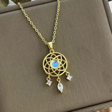 Collier en pierre de lune - Attrape-rêves | Or blanc