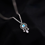 Collier en pierre de lune - Attrape-rêves | Or blanc
