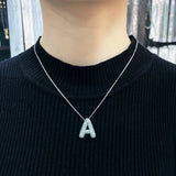 Collier initial en lettres bulles | Or blanc
