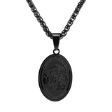 Collier ovale avec portrait d'ange en acier inoxydable | Or