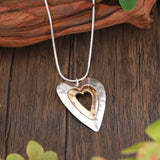 Collier rétro avec pendentif et or en forme de cœur | Or blanc