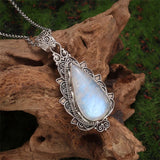 Collier rétro avec pendentif en pierre de lune | Or