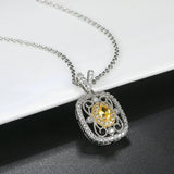 Collier rétro avec pierres précieuses jaunes et cristaux | Or blanc